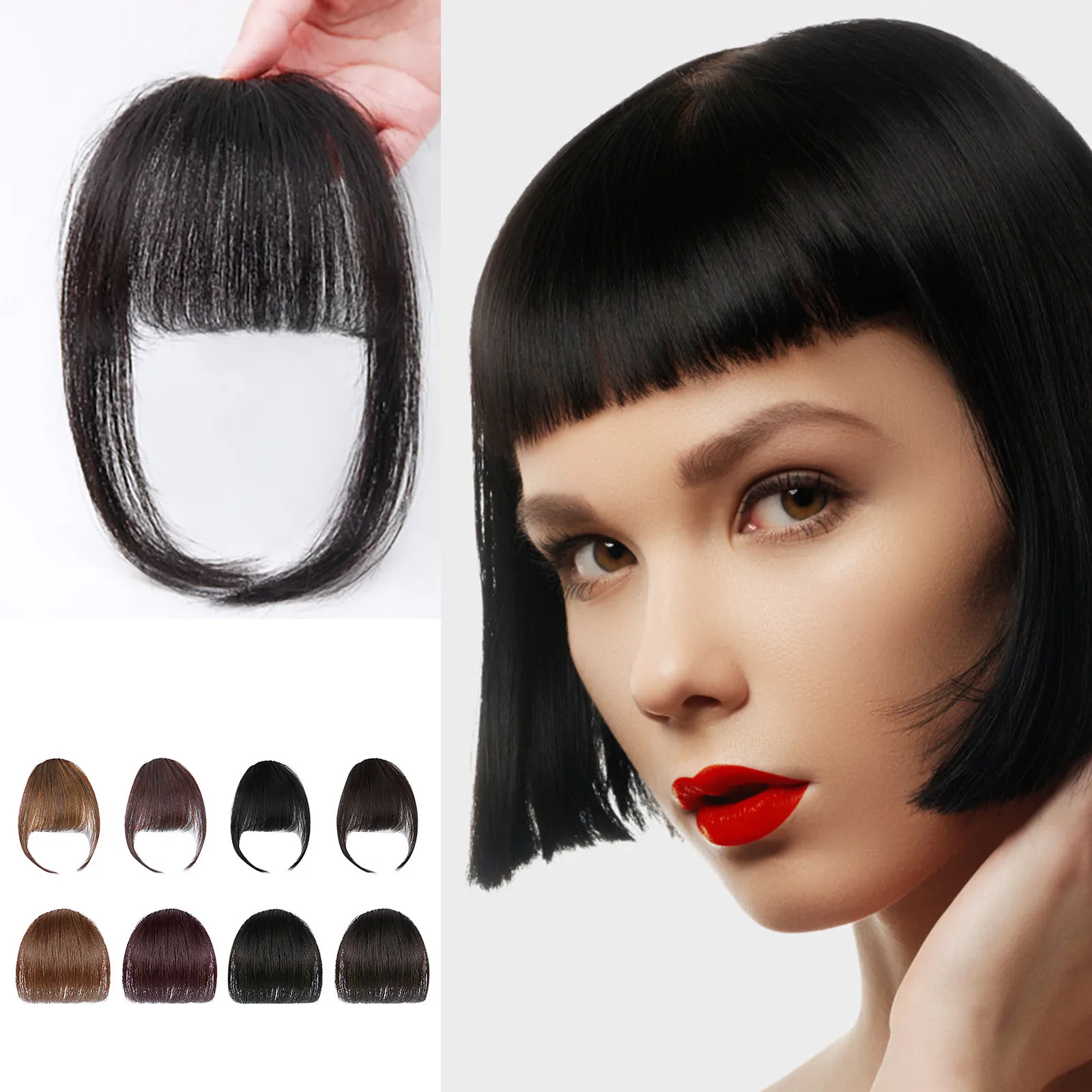 

Short Synthetic Bangs Heat Resistant Hairpieces Hair Women Natural Short Fake Hair Bangs Hair Clips For Extensions Black#Y30