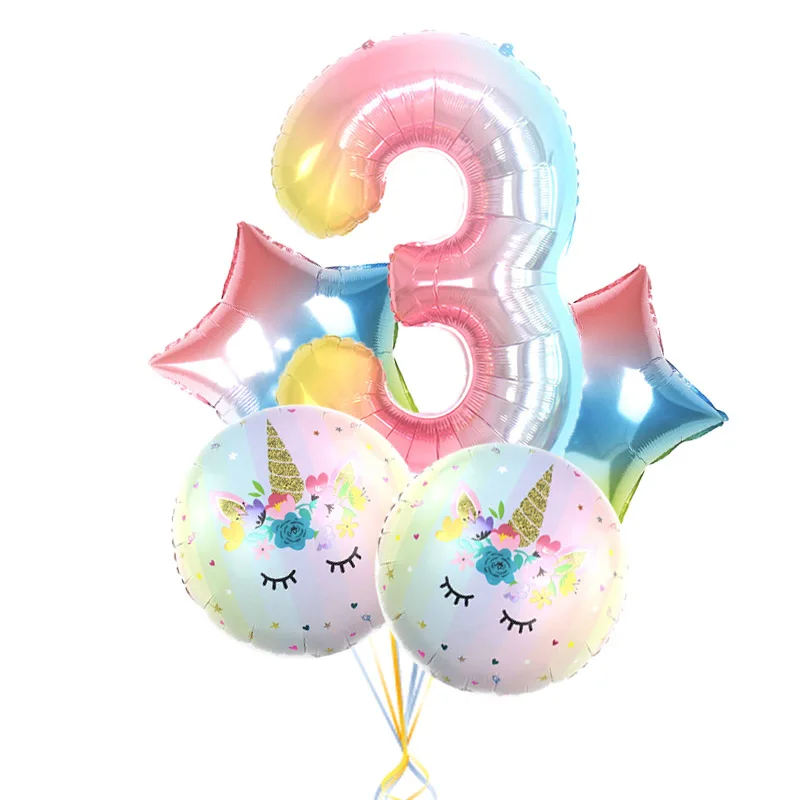 5pcs 40in RB DJS(3) 5 шт./компл. градиентный цвет 40 дюймов шарик для дня рождения Единорог фольги воздушный шар для детей 0~ 9 Декор ко дню рождения Свадебный шар - Color: 5pcs 40in RB DJS(3)