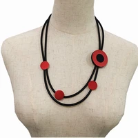 ydydbz double layer rubber short necklace for women punk style red metal circle charms choker handmade accesories sweater chain