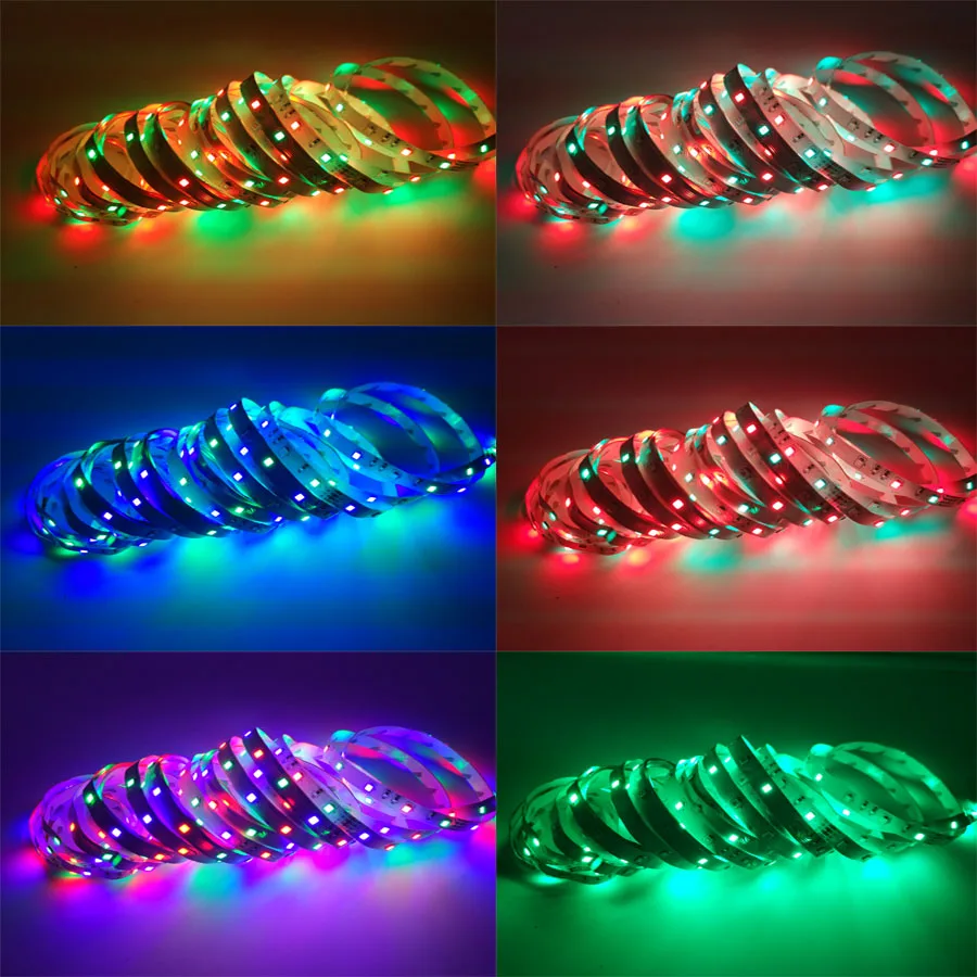 BEKCMTH RGB Светодиодная лента светильник SMD2835 5050 5 м 10 м Водонепроницаемая RGB лента DC12V Светодиодная лента s лампа с ИК-пультом дистанционного управления