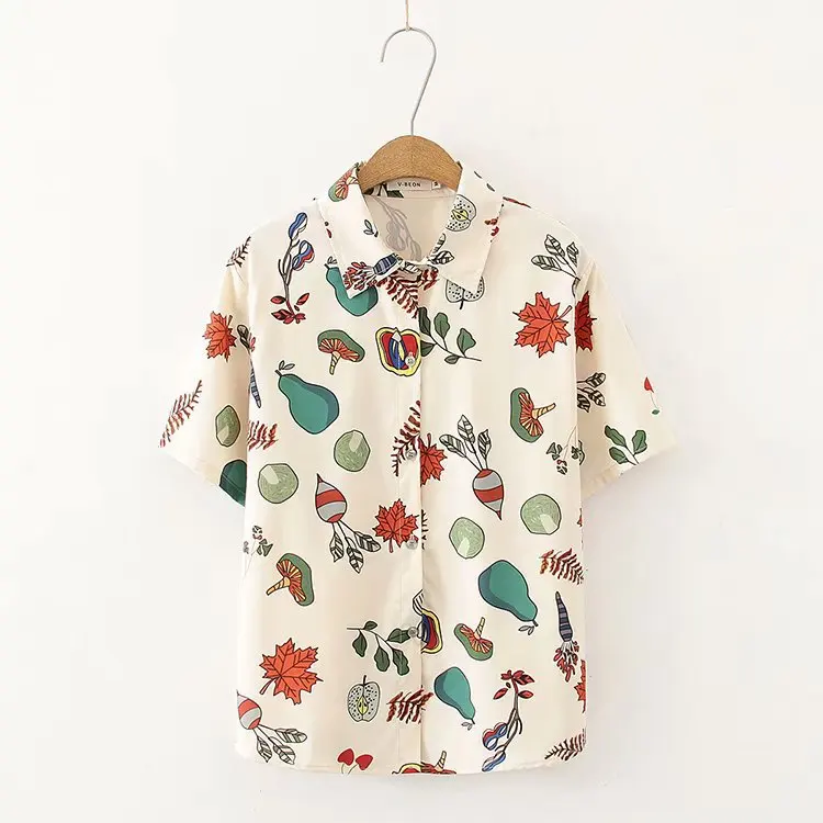 Новая летняя рубашка с коротким рукавом блузки для женщин повседневные