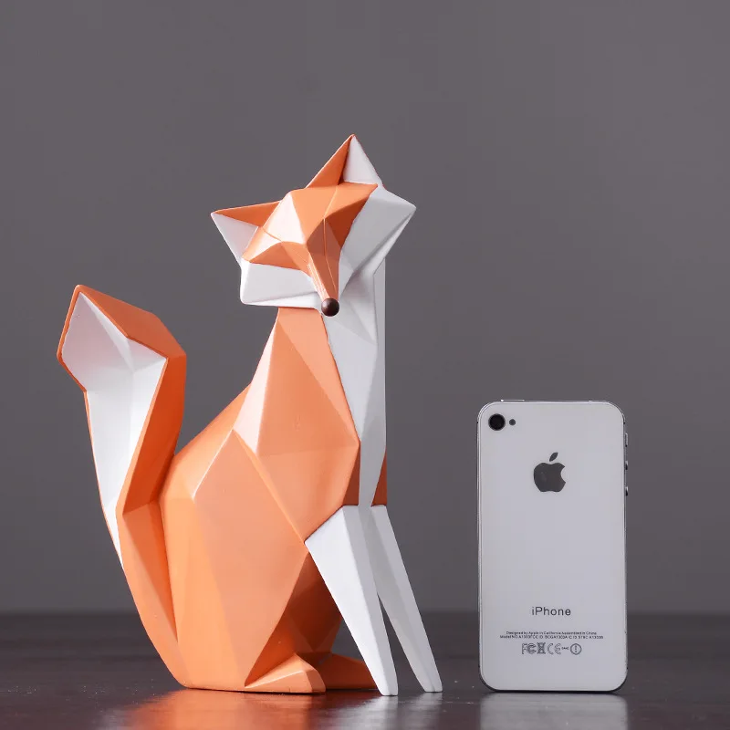 

Fashion Geometric Fox Statue Desktop Ornaments Animal Decor for Home Gifts Souvenirs Resin Ornament for Living Room Home Office