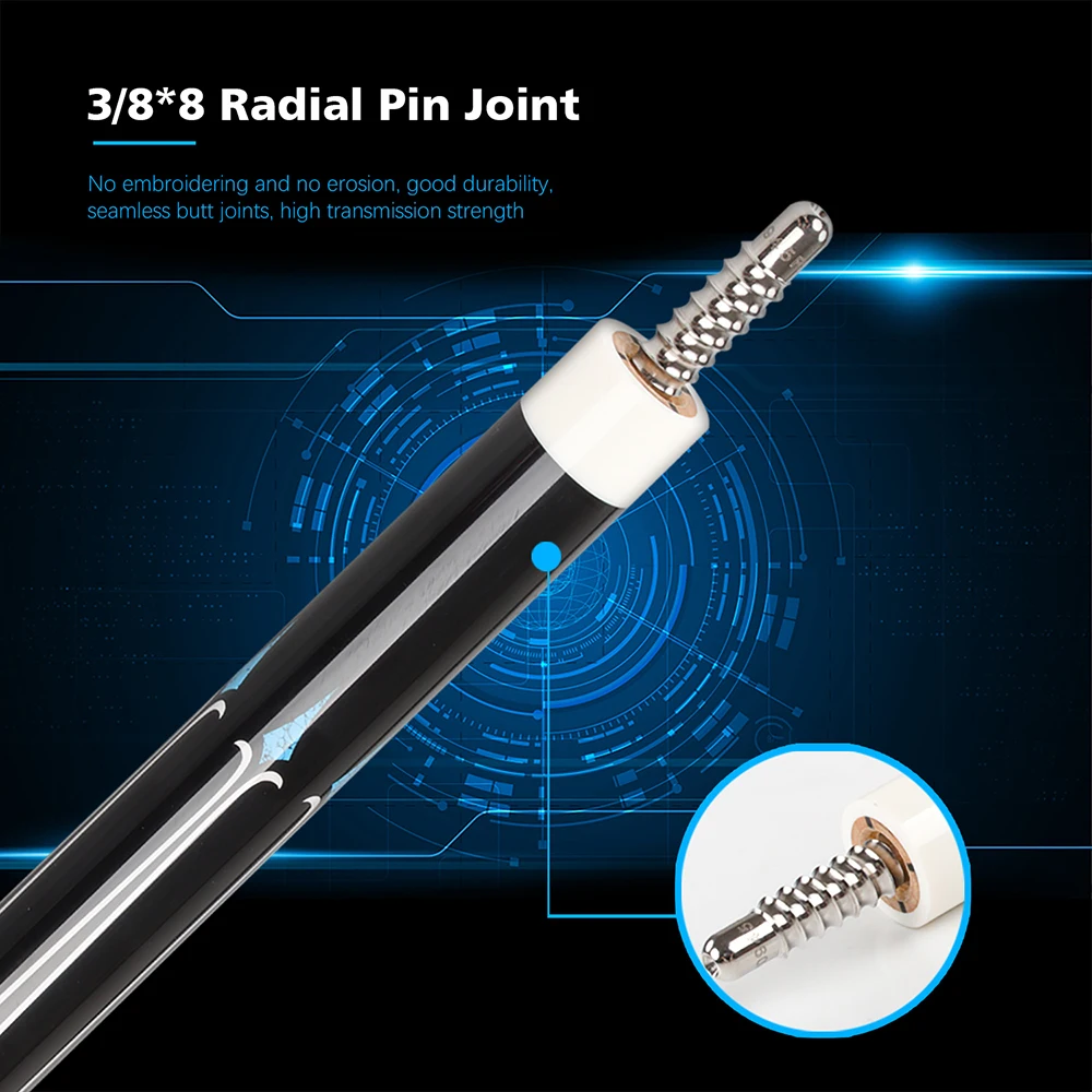 

KONLLEN Billiard Carbon Fiber Pool Cue Stick 12.5mm Tip 3*8/11 Joint Pin Taper Leather Grip Professional Cue Billar Kit
