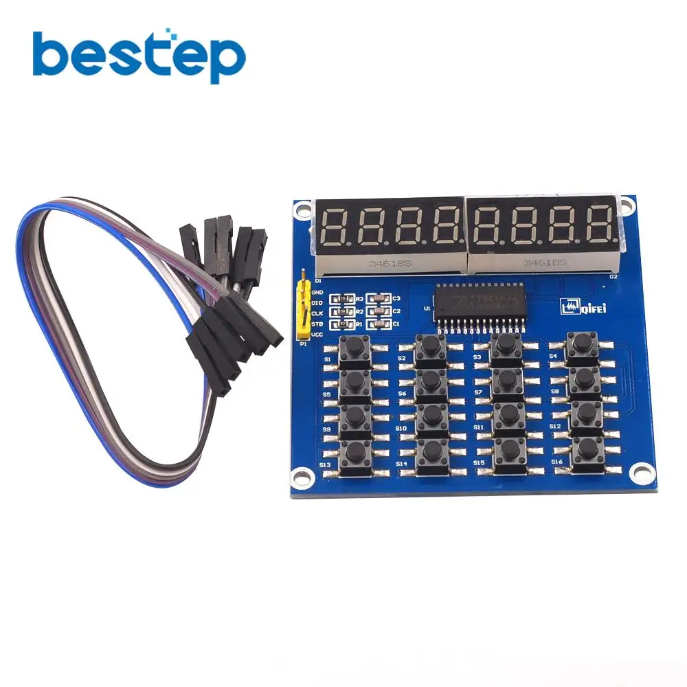 Цифровой светодиодный дисплей TM1638 8 битная цифровая трубчатая плата 3 проводной 16