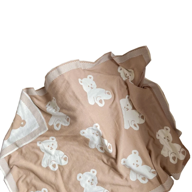 

Baby Swaddle Wrapped Knitted Cotton Blanket Fashion Bear Print Baby Footmuff Sleeping Bag Bedding Quilt