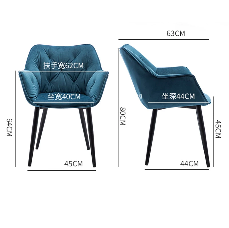 

Nordic Dining Chairs Luxury Dressing Backrest Soft Seat Household Leisure Chair Makeup Ins Dining Chair Fabric Creative Armchair