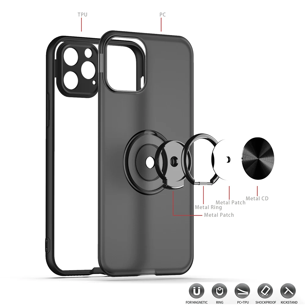Чехлы для телефонов с магнитным кольцом для iPhone 11, 11Pro Max X, XR, XS Max, 11, 8, 7, 6, 6S Plus, силиконовые бамперы, прозрачные матовые чехлы