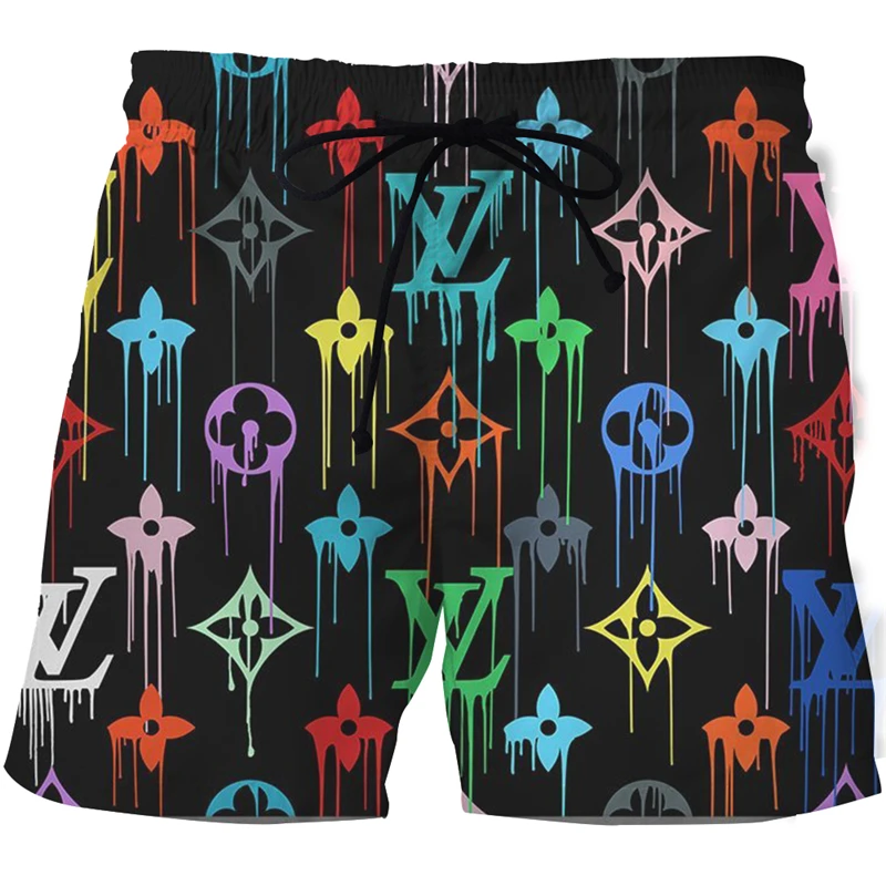 

2021 Colorful water drop 3d printing men's beach pants casual loose summer quick-drying beach shorts breathable swimming shorts