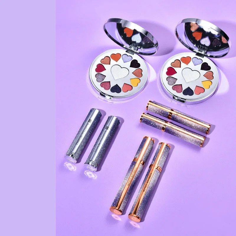 4 шт. набор для макияжа тушь помада тени век Палитра профессиональный макияж