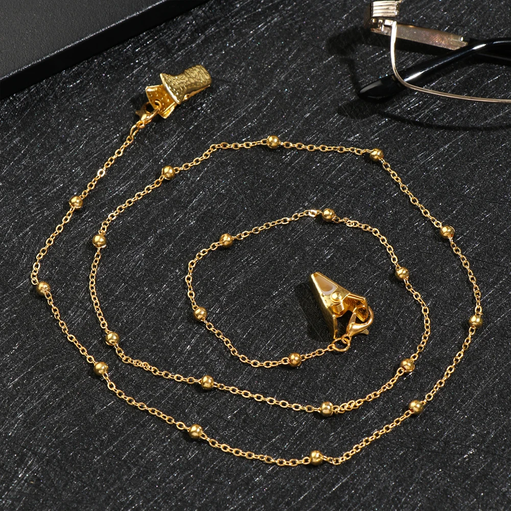 Цепочка для ожерелья и маски с металлическими бусинами зажимами типа крокодил |