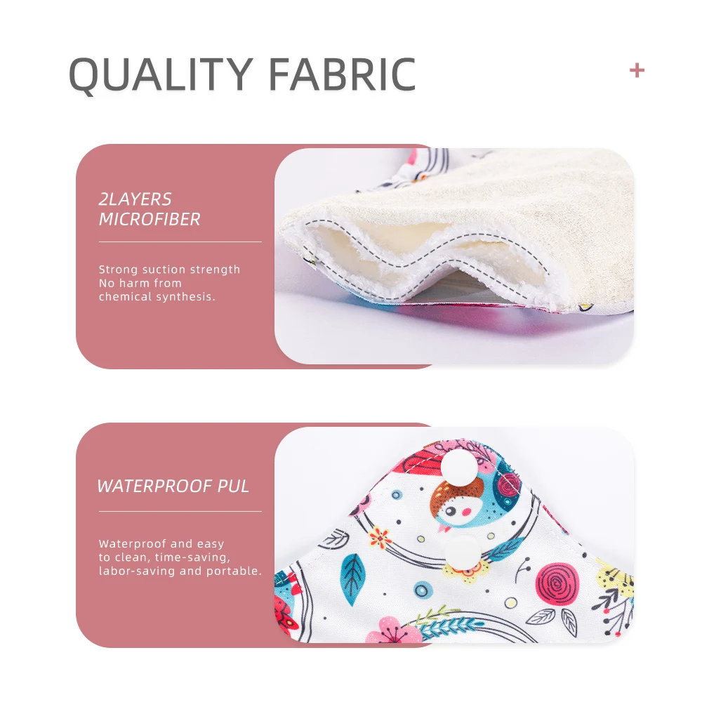 

Happyflute 4PCS/Set Reusable Pads Bamboo Terry+Microfiber Waterproof PUL Mum's Menstrual Pads Washable Panty Sanitary Liner