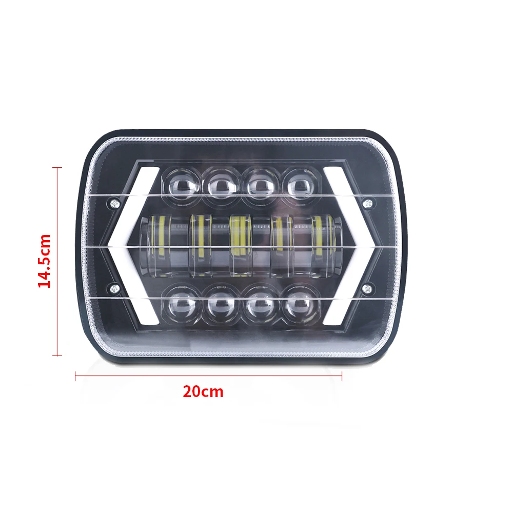 1Pcs 7X6 5X7 Inch Square Hi/Lo LED Projector Headlight Headlamp DRL Turn Sigal Waterproof For Jeep Cherokee XJ Car Accessories images - 6