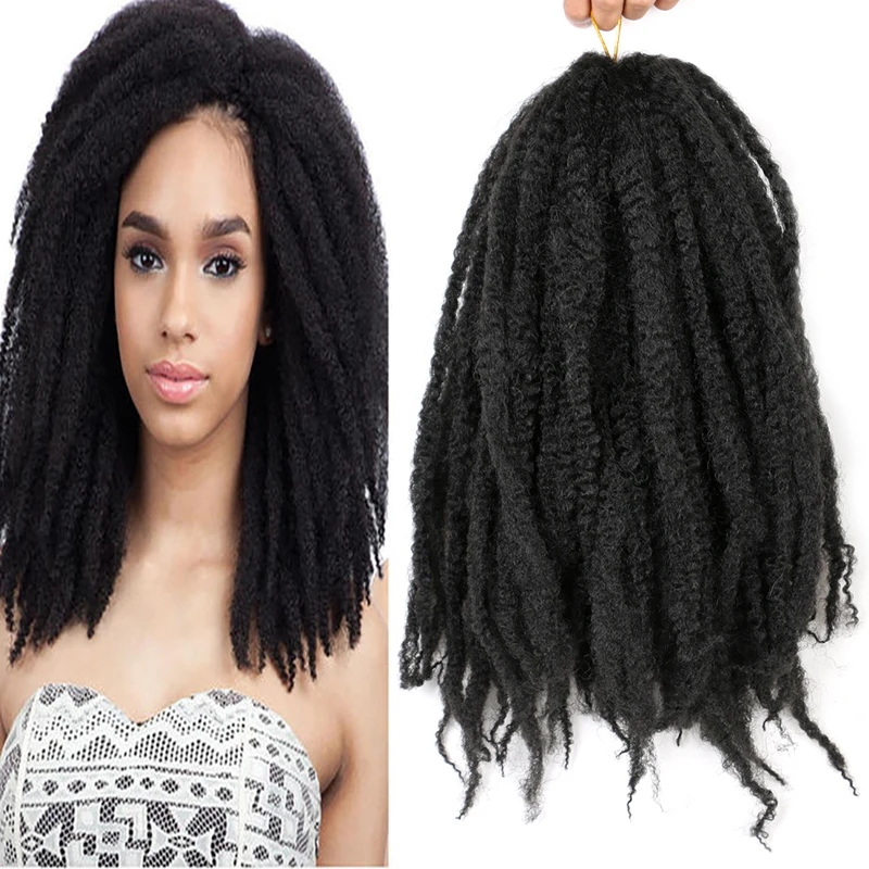 20 дюймов Афро Курчавые Кудрявые марли косы синтетические вязаные крючком Yaki