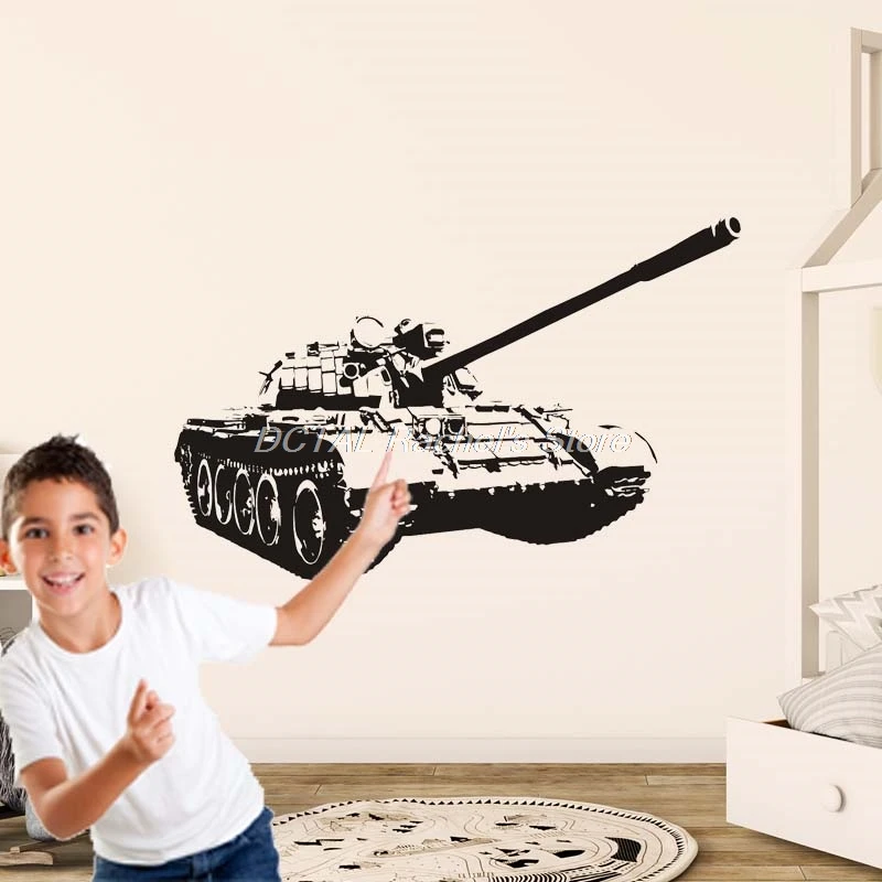 Tank Wall Sticker Military Weapon Army Decal Vinyl Sticker House Murals For Kids Room Decoration