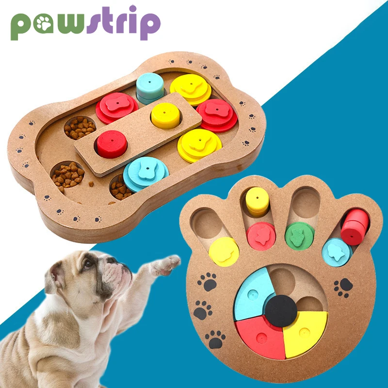 

Pet Dog Toys Paw Bone Shape Interactive Training Dogs Toy Wooden Educational Puzzle Toy for Dogs Puppy Food Feeder Pet Supplies