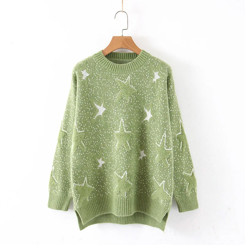 2019 New Stars Embroidery Women Sweater O-neck Fashion Elegant Wild Charming Chic Tops WZL1534 | Женская одежда