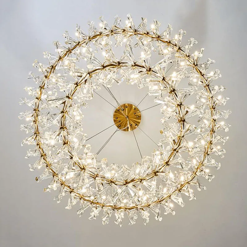 

Modern Crystal Chandelier Ring Design Lamp AC110V 220V Lustre LED Chandelier Living Lighting and Hotel Lights
