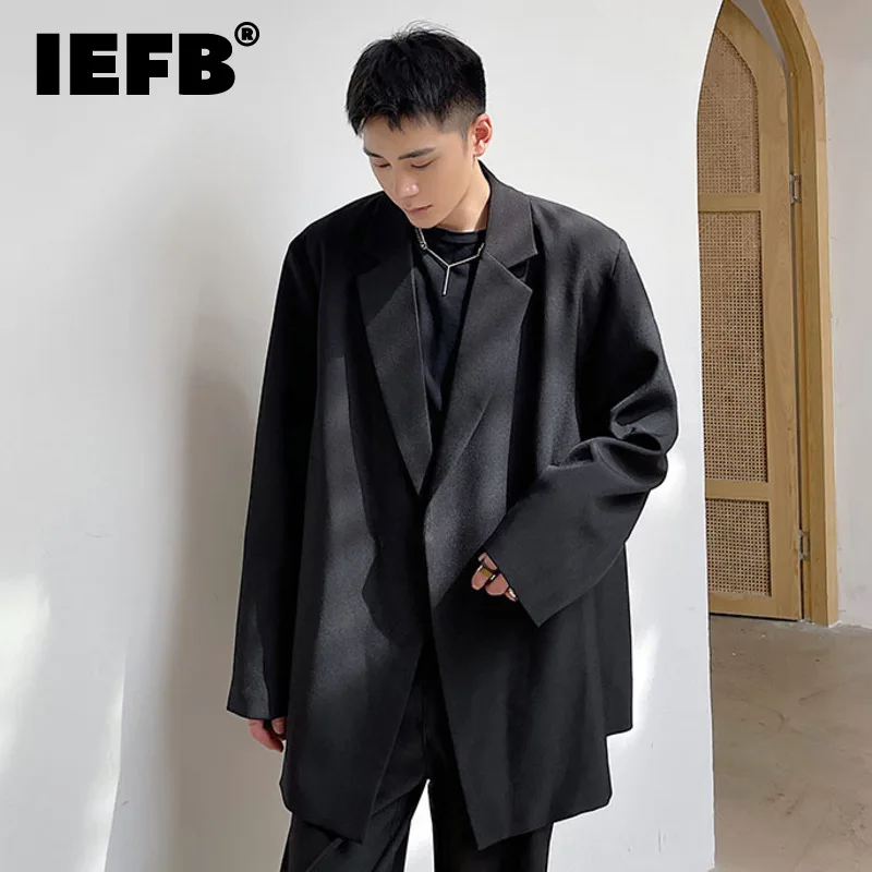 

IEFB Men's Back Patchwork Metal Label Design Blazer 2021 New Trend Loose Casual Cardigan Suit Jacket Male Clothing 9Y9332