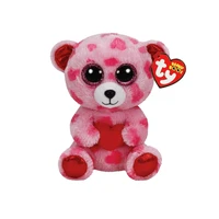 new ty beanie big eyes 6 15 cm pink spotted bear holding a love heart soft plush cute animal toy stuffed doll kid birthday gift