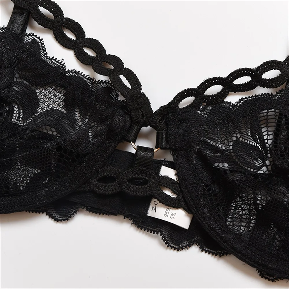 

HUANBEAUTY New Sexy Fashion Lace Bind Underwire Lingerie Set Women 2pcs Set Push Up Bra Set Underwear Party Set HB304