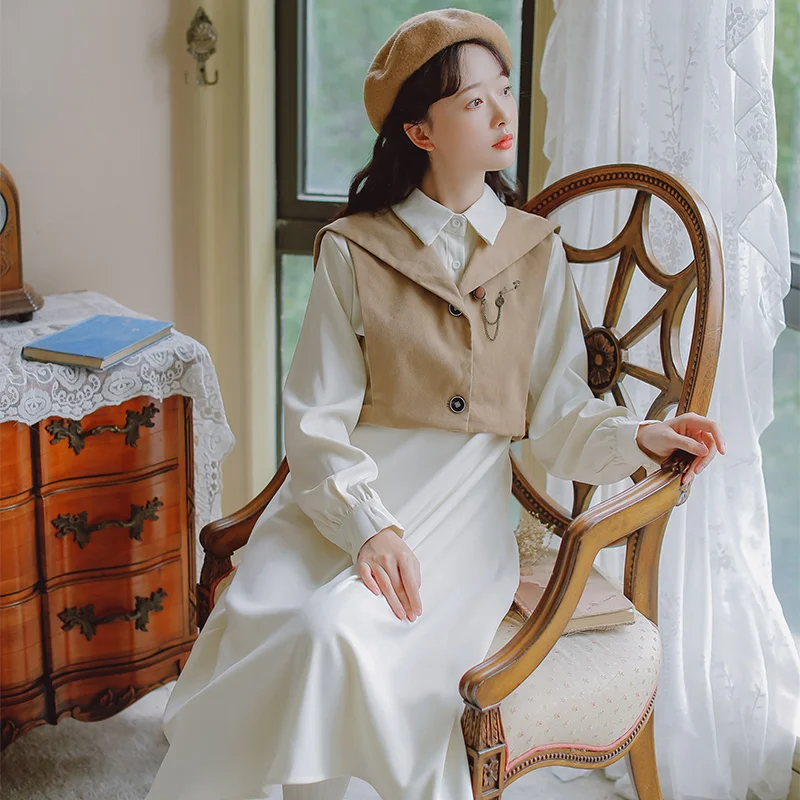 

Model Spot Goods Winter Artistic Student Dress Two-Piece Set Jum
