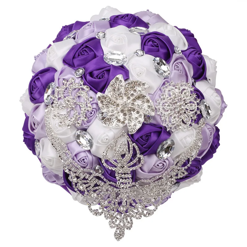 

2021 Hot Sale Rose Artificial Bridal Flowers Bridal Bouquet Wedding Bouquet Rhinestone Silk Ribbon New Bois De Nova Cheap B10