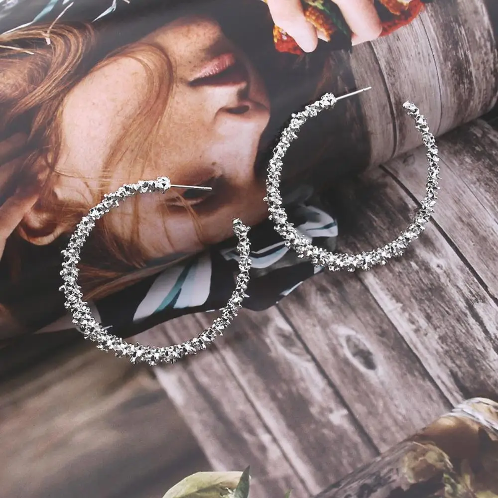 Женские современные серьги-гвоздики с золотым кольцом крупные тяжелые серьги в