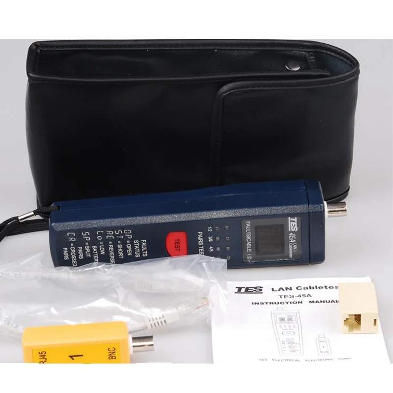 

TES-45A CAT-5 LanCable Tester Over Voltage(Max 56V)is Provided to Prevent Damage from Miss Connecting to Live Circuit of Network