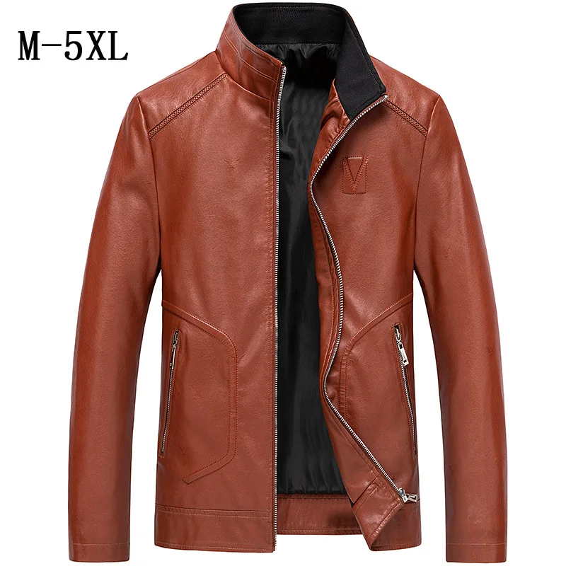 2021 men's fashion new plus velvet leather jacket casual youth trendy handsome leather jacket