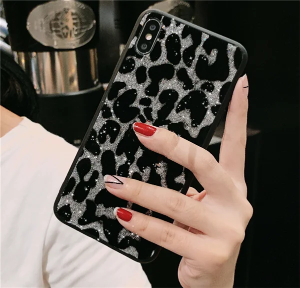 silver Модный Леопардовый Блестящий Мягкий чехол из золотой фольги для iPhone 11 Pro 8 plus 6 6s plus 7 plus чехол для iPhone X XR XS Max coque capa - Цвет: silver