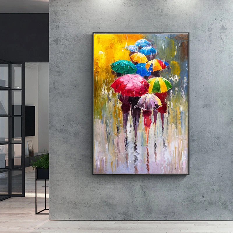 

Abstract Girl Holding Umbrella Portrait Oil Painting Print on Canvas Wall Art Posters and Prints for Home Wall Decoration