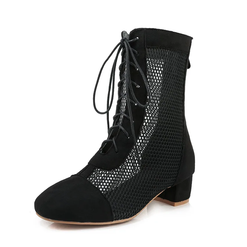 Летние женские сапоги до колена на среднем каблуке пикантная женская обувь