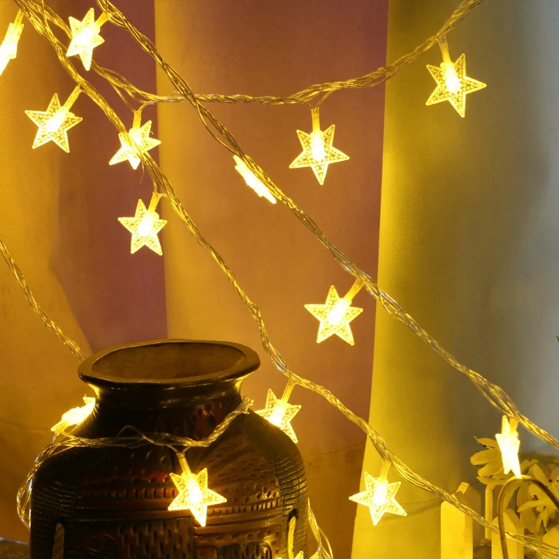 Светодиодный гирлянда со звездами Рождественская с питанием от аккумулятора USB