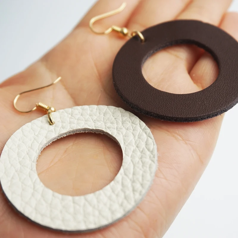 Женские круглые серьги M &amp G из натуральной кожи Простые Модные массивные