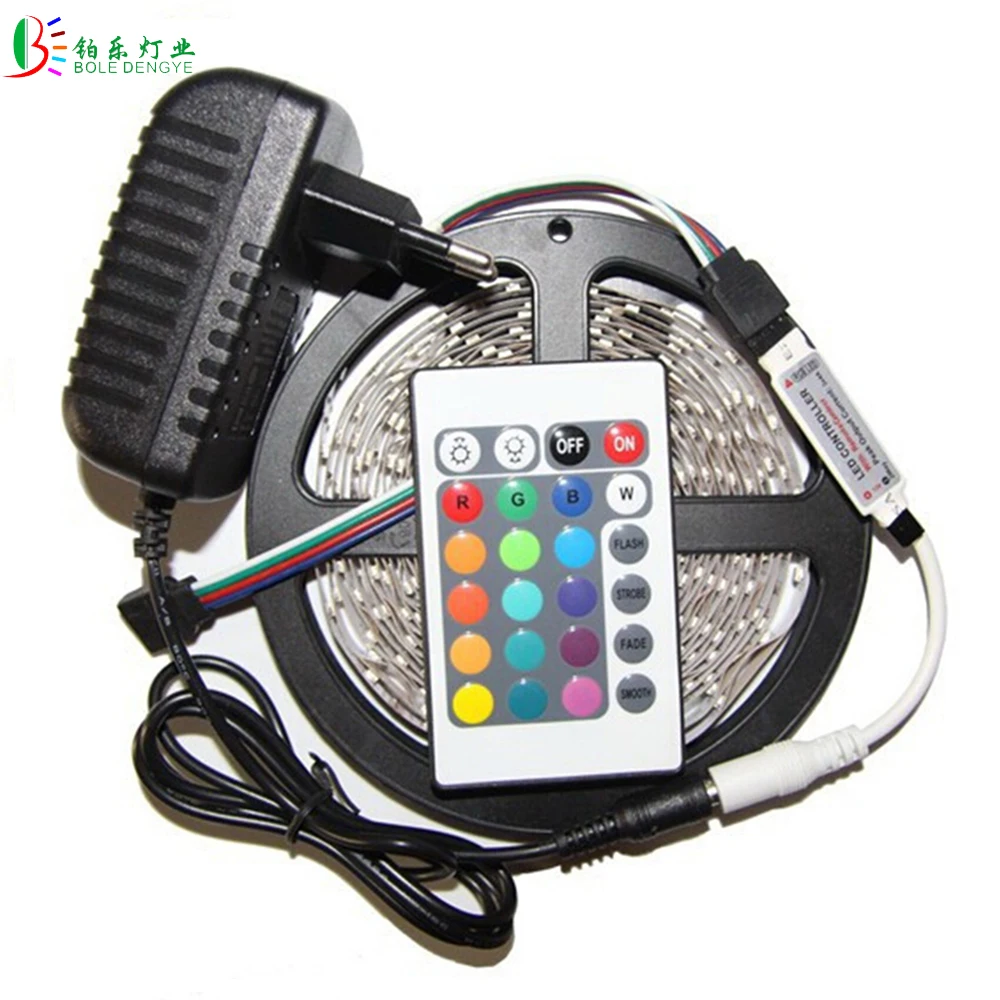 RGB SMD светодиодные полосы 2835 не водонепроницаемые 10 м 600 светодиодный s цветная лента+ 24key ИК пульт дистанционного управления+ 12 В 2A ЕС США источник питания