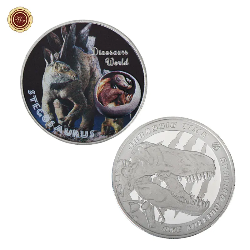 Набор серебряных монет в виде динозавра 10 шт. коллекционные металлические монеты