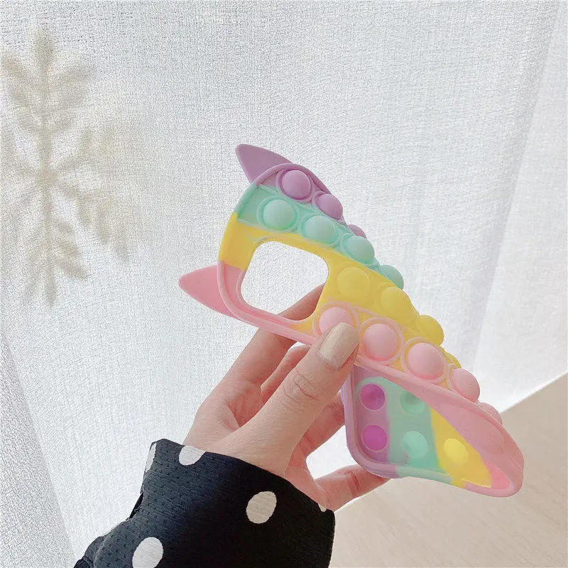 Cute Rainbow Cat Popit Push Bubble Silicone iPhone Case For iPhone11 12 Pro Max Mini X XS XR 8 7 Autism Sensory Fidget Cover | Мобильные