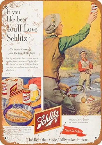 

Metal Sign - 1953 Schlitz Beer and Fishing - Vintage Look