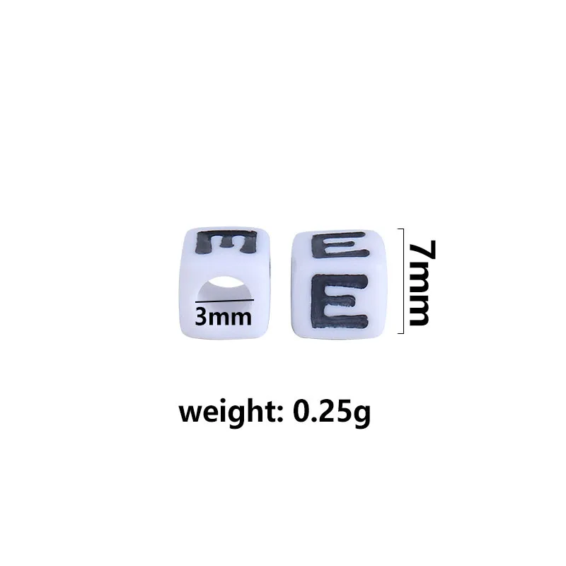Kissteether 100 unids/lote 7mm acr&iacute;lico espaciador de cuentas de letras cuadradas perlas para joyer&iacute;a DIY accesorios hechos a mano-5
