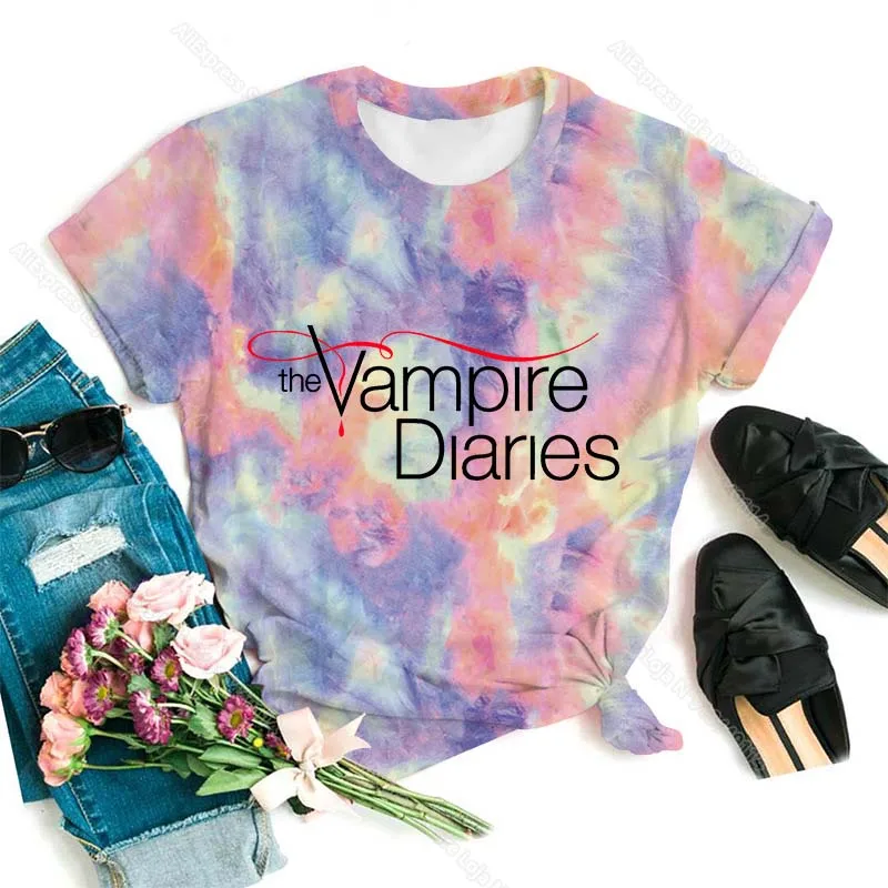 Camisetas de The Vampire Diaries para niña y mujer, camisetas coloridas con estampado 3D, Unisex, camisetas para mujer, camiseta manga corta