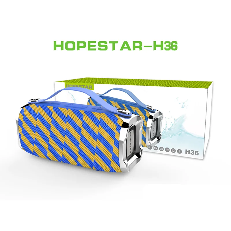 Striped Blue HOPESTAR H36 портативный открытый Bluetooth динамик IPX6 Водонепроницаемый супер бас сабвуфер 18650 Беспроводная колонка коробка музыкальный плеер - Цвет: Striped Blue