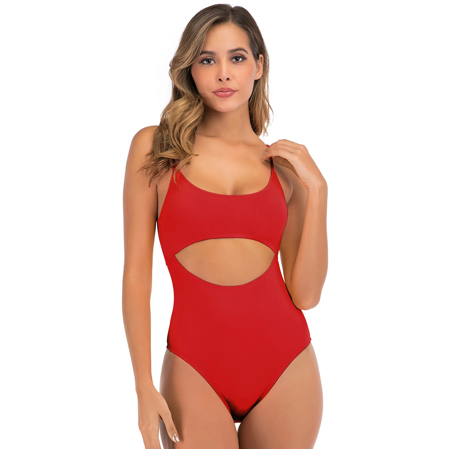 Женский слитный купальник из нейлоновой ткани красный розовый желтый с