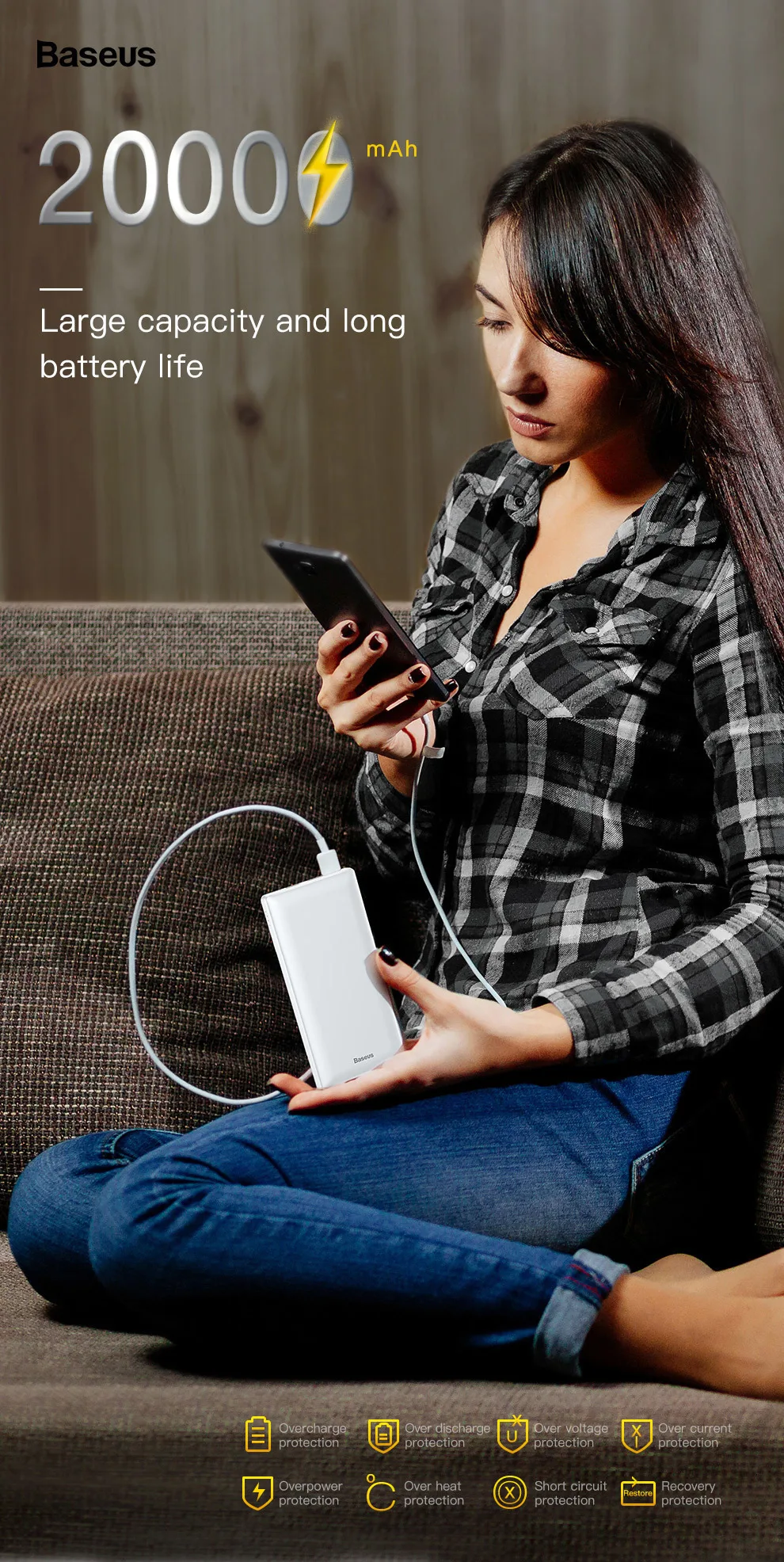 Baseus 20000 мАч Внешний аккумулятор USB C Быстрая зарядка зарядное устройство 20000 мАч повербанк для iPhone Xiaomi Портативный внешний аккумулятор power Bank
