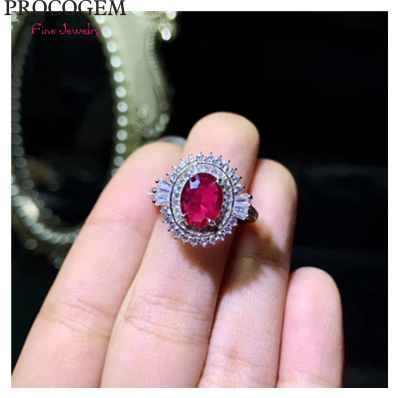 

Procogem 2.2ct необычное кольцо с натуральным Рубином для женщин, настоящие красные драгоценные камни, ювелирные украшения, лучшие подарки, 925 про...