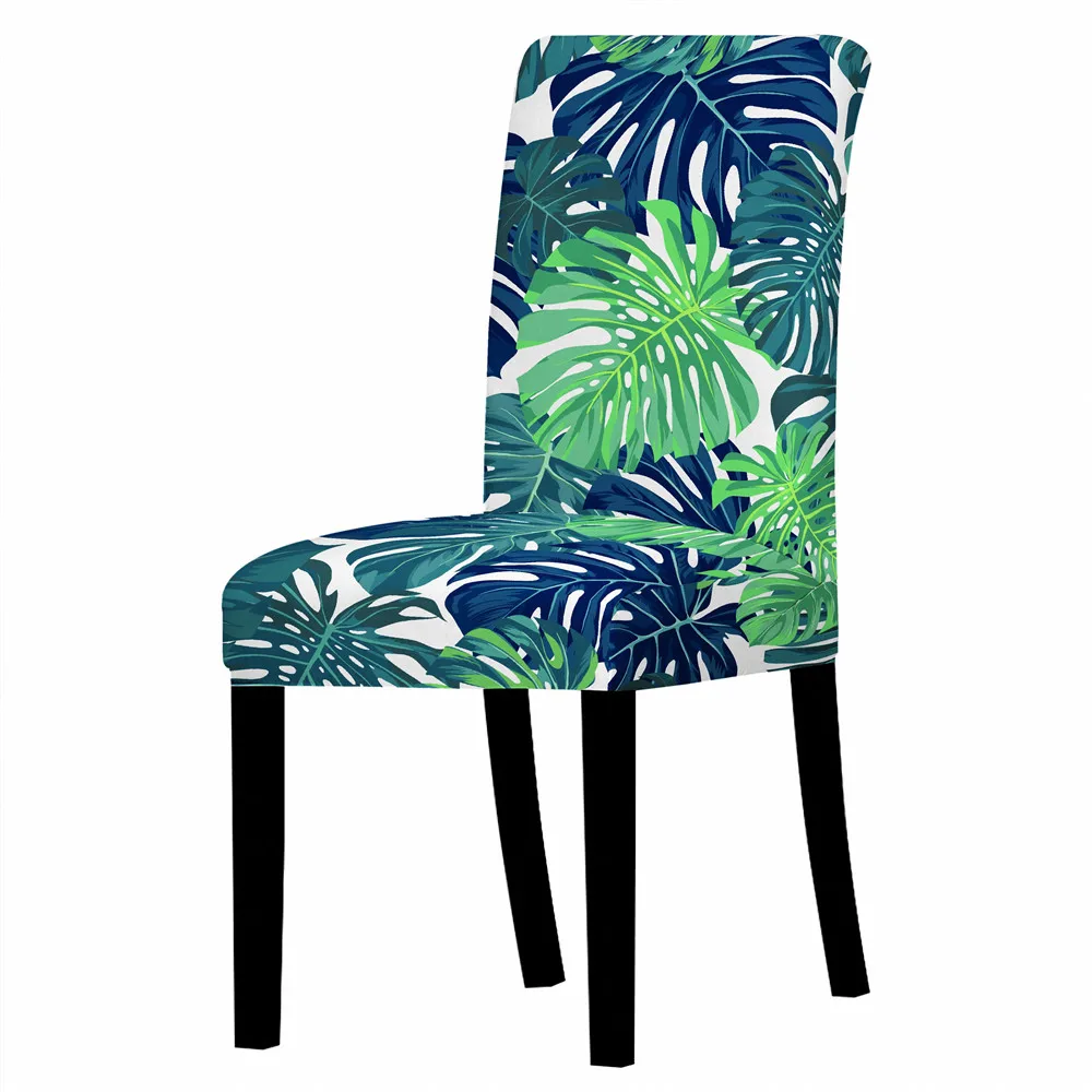 Чехол для стула с листьями растений спандекс растягивающийся съемный моющийся