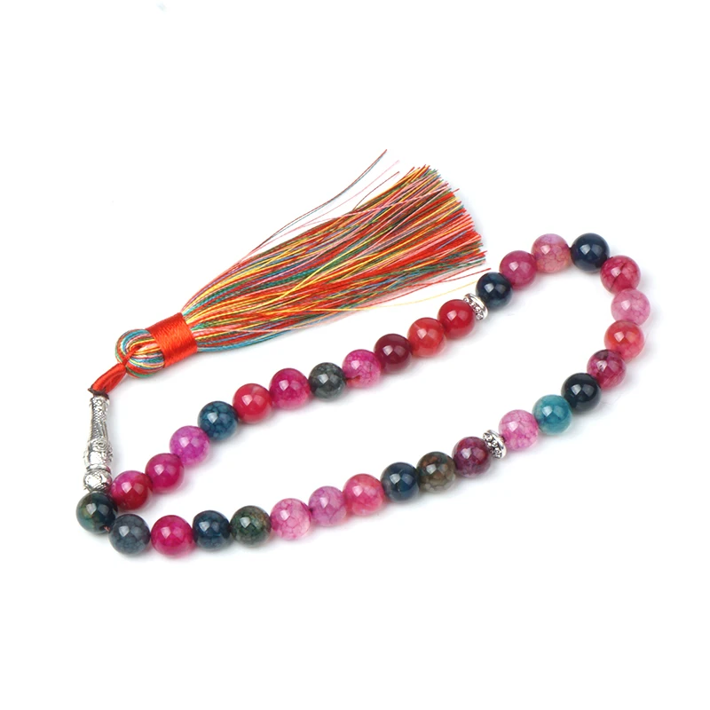 Натуральный Камень Бисер Dragon Vein Агаты Исламская мусульманская молитва Tasbih Аллах