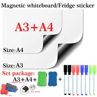 Мягкая Магнитная белая доска для стирания, Размер A3 + A4, сухая белая доска, наклейка на холодильник, школьные, офисные щиты для выдавливания, маркерная ручка