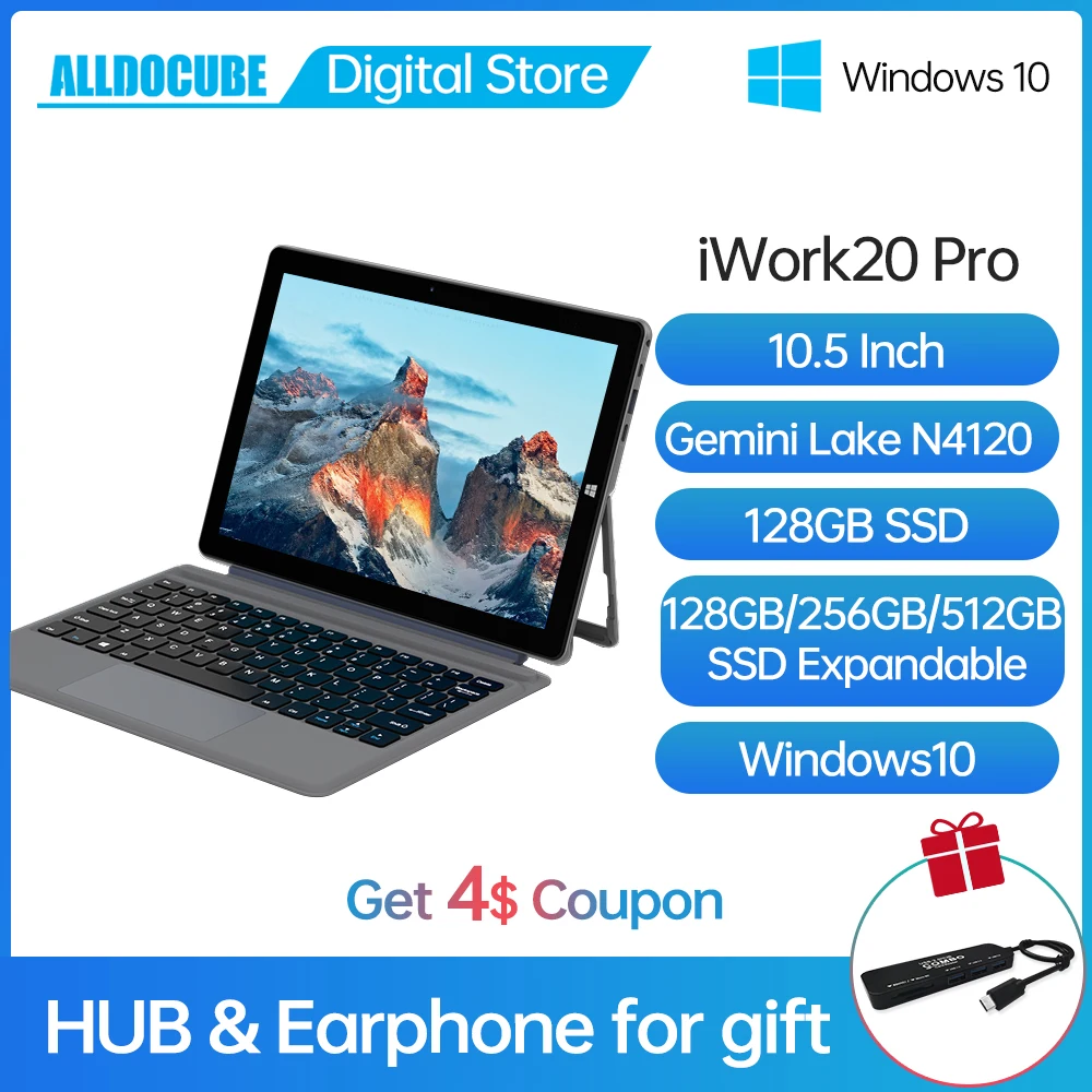 Alldocube iWork20 Pro 10.5 Inch 2 IN 1 Windows10 Tablets 1920*1280 8GB 128GB SSD intel Gemini Lake N4120 iWork 20 Office tablet