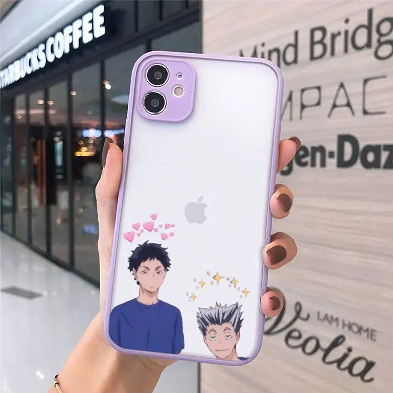 

Haikyuu Phone Cases matte transparent For purple iPhone 7 8 x xs xr 11 12 pro plus max mini Clear Funda