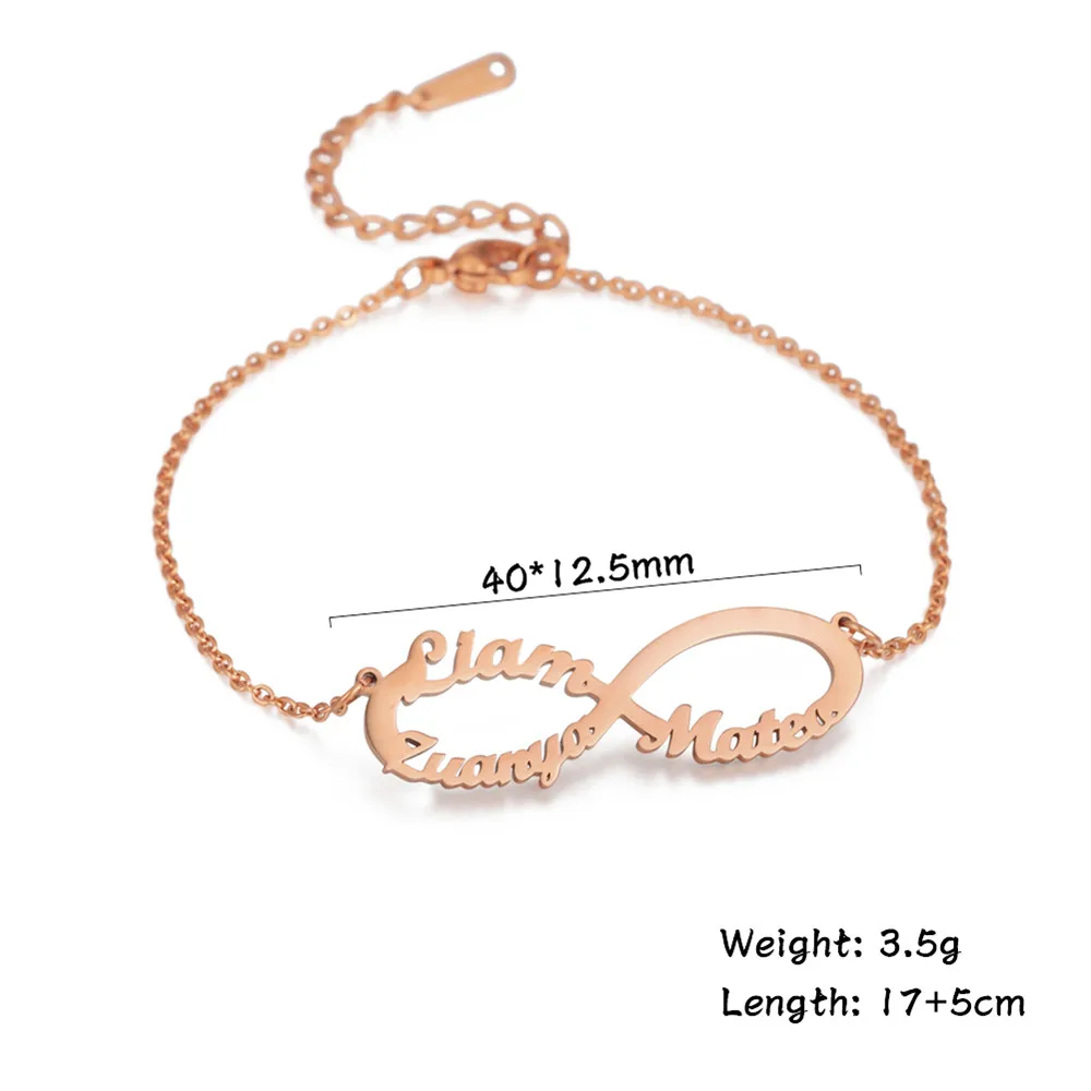 Skyrim Personalized Name Bracelet Stainless Steel Gold Color Chain Infinity Charm Bracelets Custom Jewelry Gift For Women Girls | Украшения